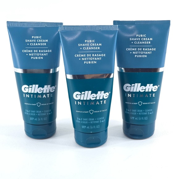 3 Pack Gillette Men's Intimate 2-in-1 Pubic Shave Cream and Cleanser 6 oz ea NEW - Picture 1 of 3